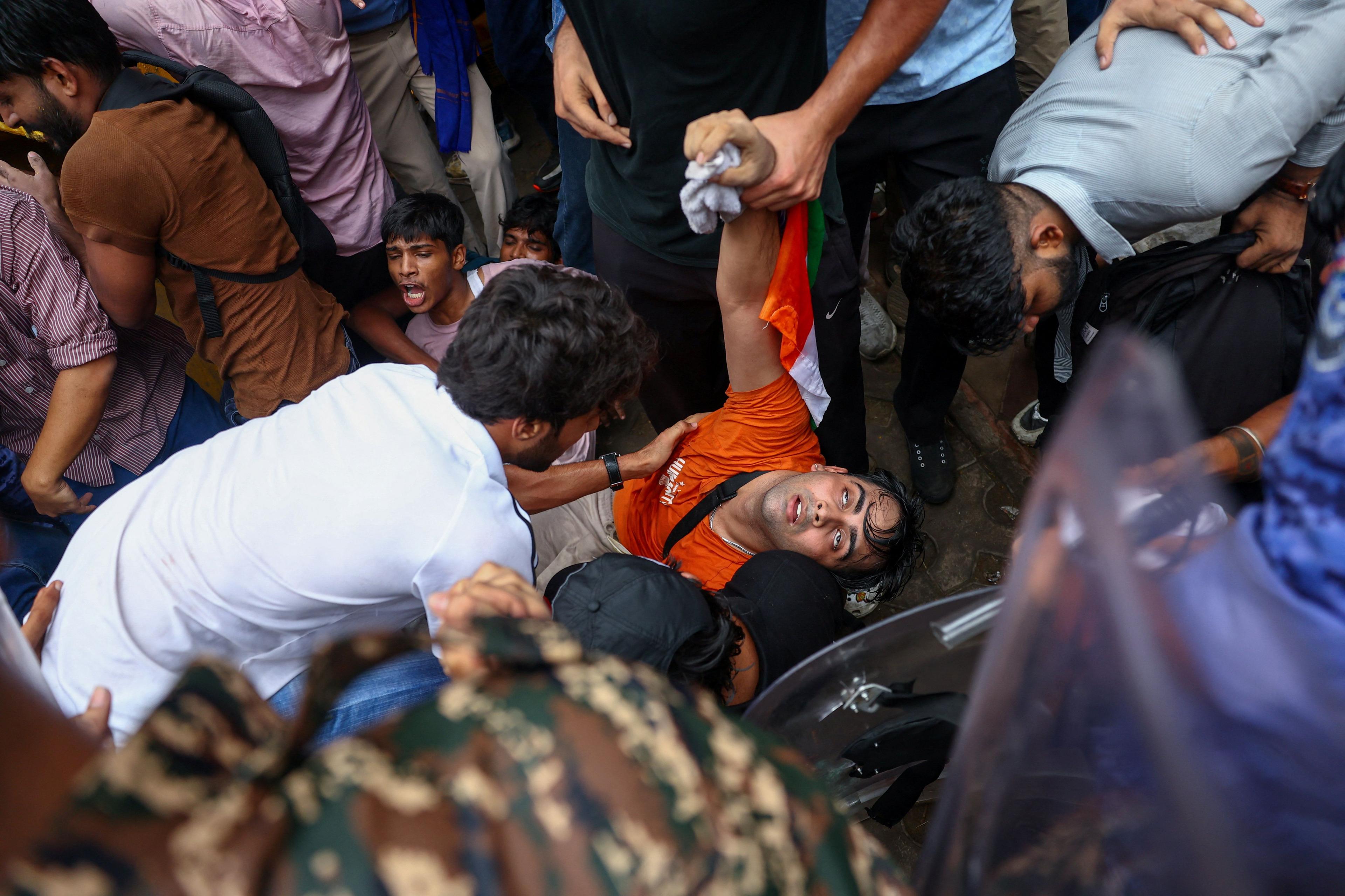 Image caption,Many of the protesters were hurt seriously and taken to hospital