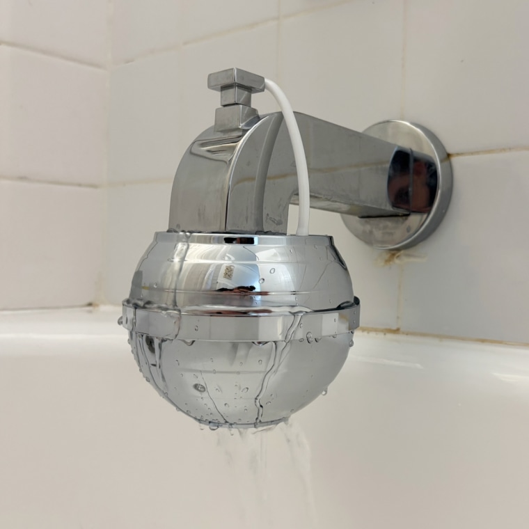 I hang Tru’s Bath Water Filter from my spout when I’m filling up my tub and take it off when I’m done so I don’t need to keep it out all the time.Courtesy Zoe Malin