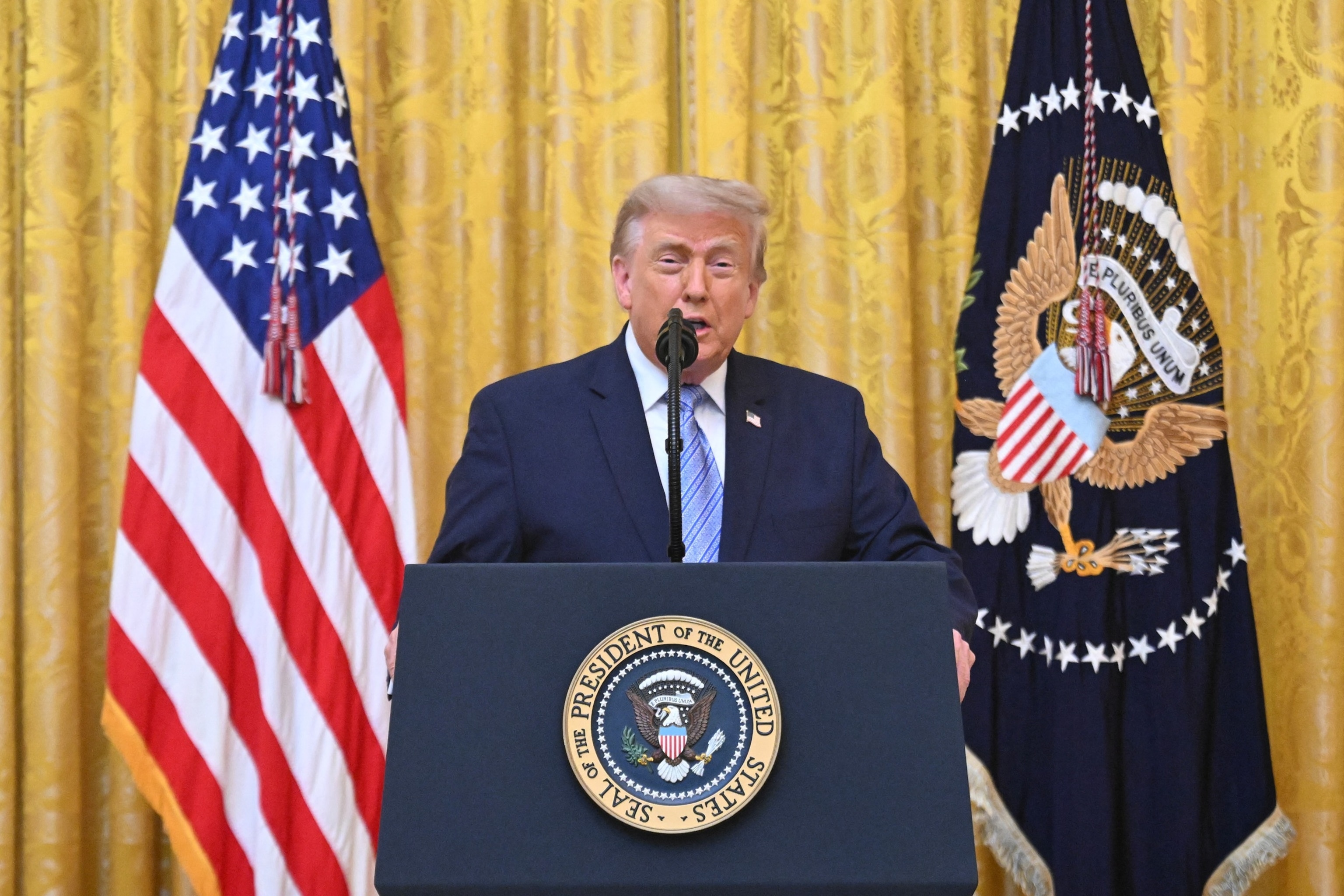 President Donald Trump addresses the nation from the East Room of the White House in Washington, July 16, 2026.Saul Loeb/AFP via Getty Images
