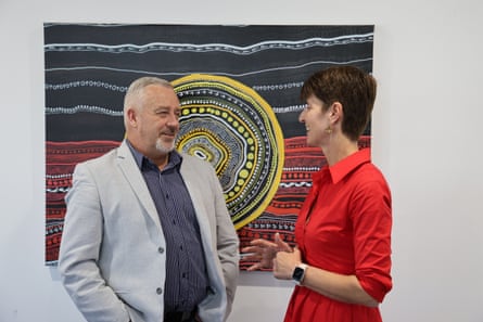 Abcare chief executive Greg Bennett and NSW minister for families and communities Kate Washington