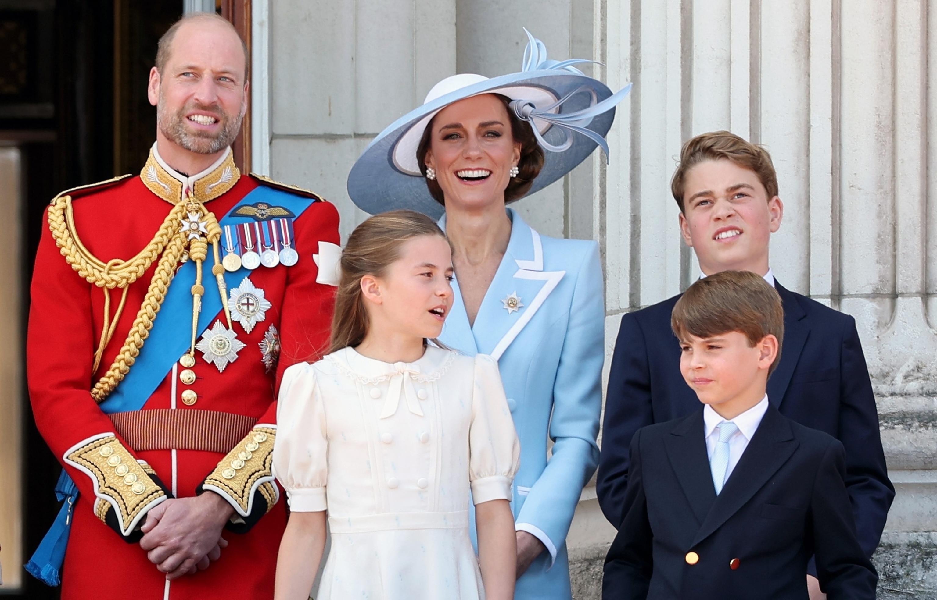 Prince William, Prince of Wales, Princess Charlotte of Wales, Catherine, Princess of Wales, Prince George of Wales and Prince Louis of Wales on the balcony of Buckingham Palace during Trooping The Colour, June 13, 2026 in London.Chris Jackson/Getty Images