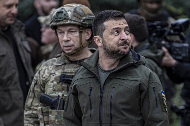 Oleksandr Syrskyi and Volodymyr Zelenskyy in Kharkiv, Ukraine in 2022.Metin Aktaş / Anadolu Agency via Getty Images file