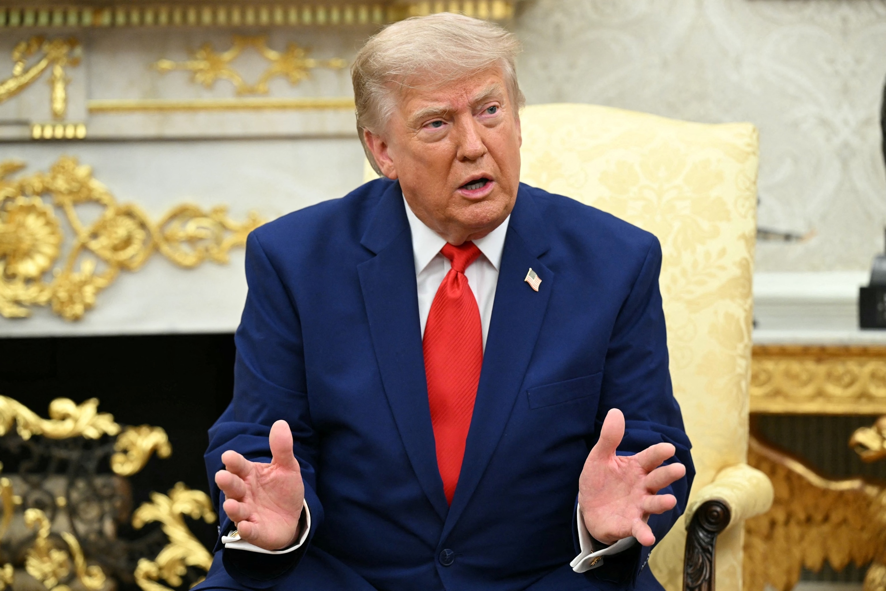 US President Donald Trump speaks during a meeting with Lebanese President Joseph Aoun in the Oval Office of the White House in Washington, DC, on July 21, 2026.Saul Loeb/AFP via Getty Images