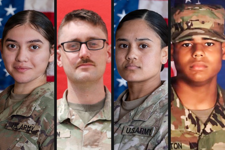 From left, Pvt. Isabella Gonzales, 1st Lt. Tyler James Feehan, Sgt. Angel Rampersad, Sgt. Michael Emmanuel Swinton.DVIDS