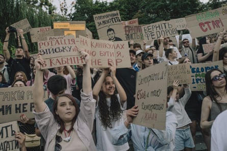 Protesters in Kyiv had called for the dismissal of Oleksandr Syrskyi.Photograph: Alessio Mamo/The Guardian