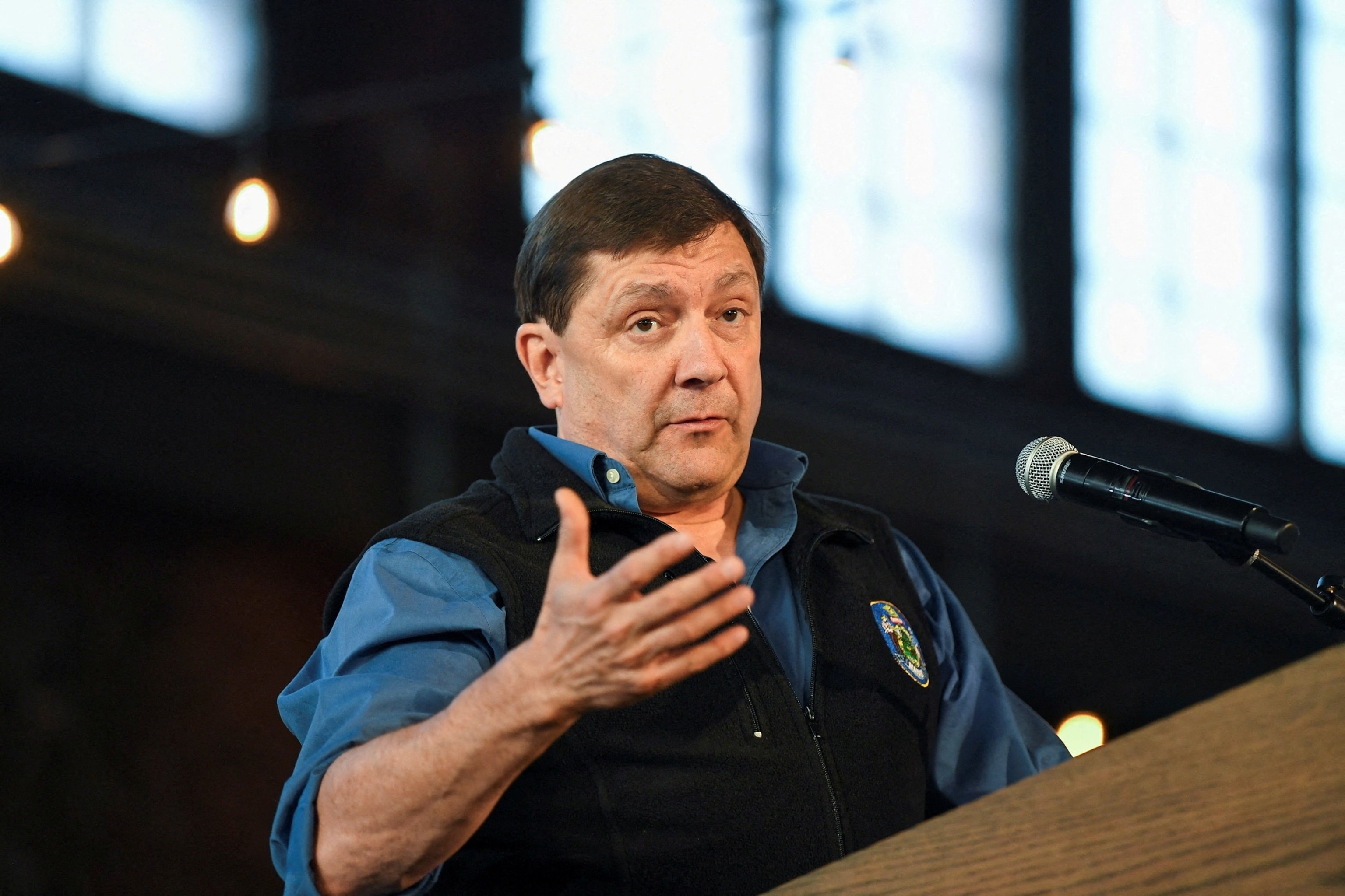 Troy Jackson, of Maine, speaks during a "Fighting Oligarchy" campaign rally with Senator Bernie Sanders in Portland, Maine, May 25, 2026.Amanda Sabga/Reuters, FILE