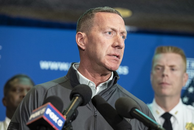 Secret Service Director Sean Curran at a news conference after a gunman stormed a security checkpoint at the White House Correspondents' Association dinner in April.Luke Johnson / Getty Images