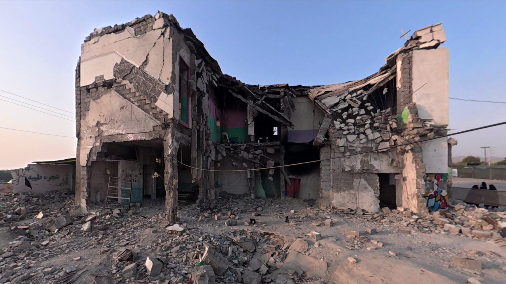 Image caption,Girls were taught on the upper floor of the primary school while the boys' classrooms were below