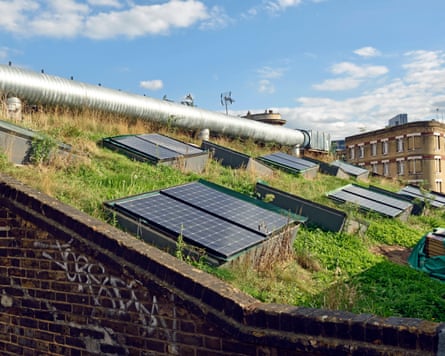 Record numbers of people in Britain installed solar panels on rooftops last year.Photograph: Pat Tuson/Alamy