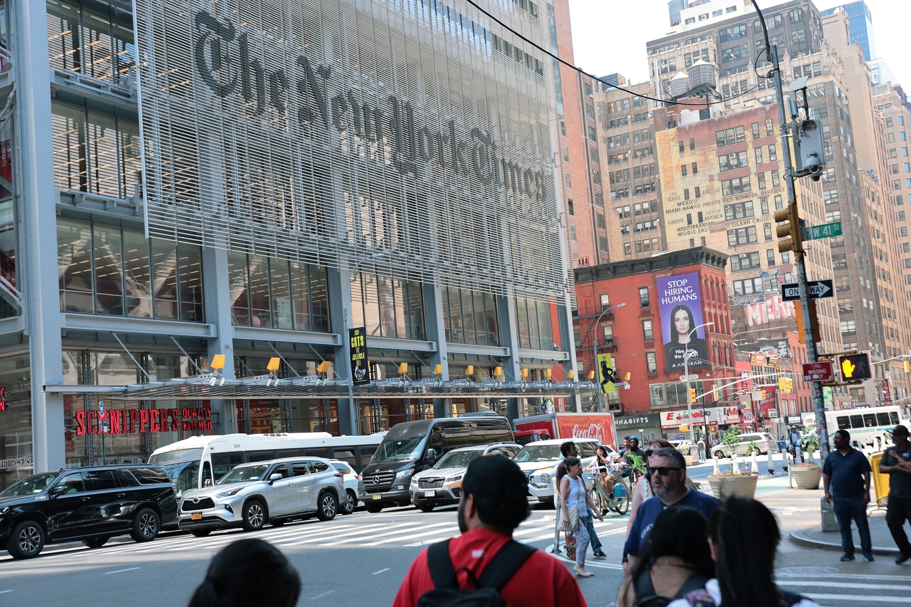 In this May 20, 2026, file photo, The New York Times building is shown in New York.Michael M. Santiago/Getty Images, FILE