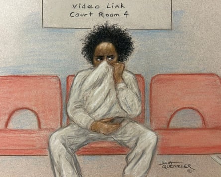 An artist’s sketch of Axel Rudakubana appearing via video link during a court appearance.Photograph: Julia Quenzler/Reuters