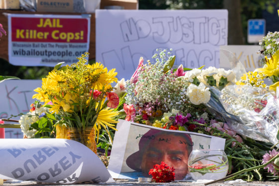 A makeshift memorial for Corey Ruiz in Madison, Wis., on Thursday.Mark Hoffman / Milwaukee Journal / USA Today Network via Reuters