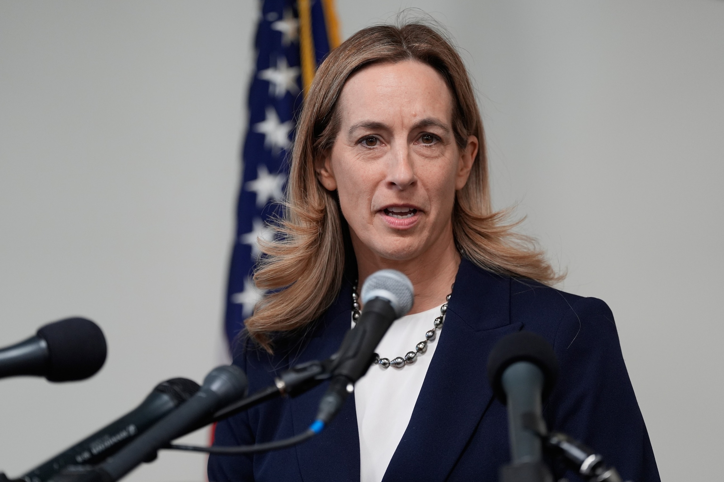 New Jersey Governor-elect Mikie Sherrill talks to reporters during a news conference in Trenton, N.J., Nov. 5, 2025.Seth Wenig/AP Photo