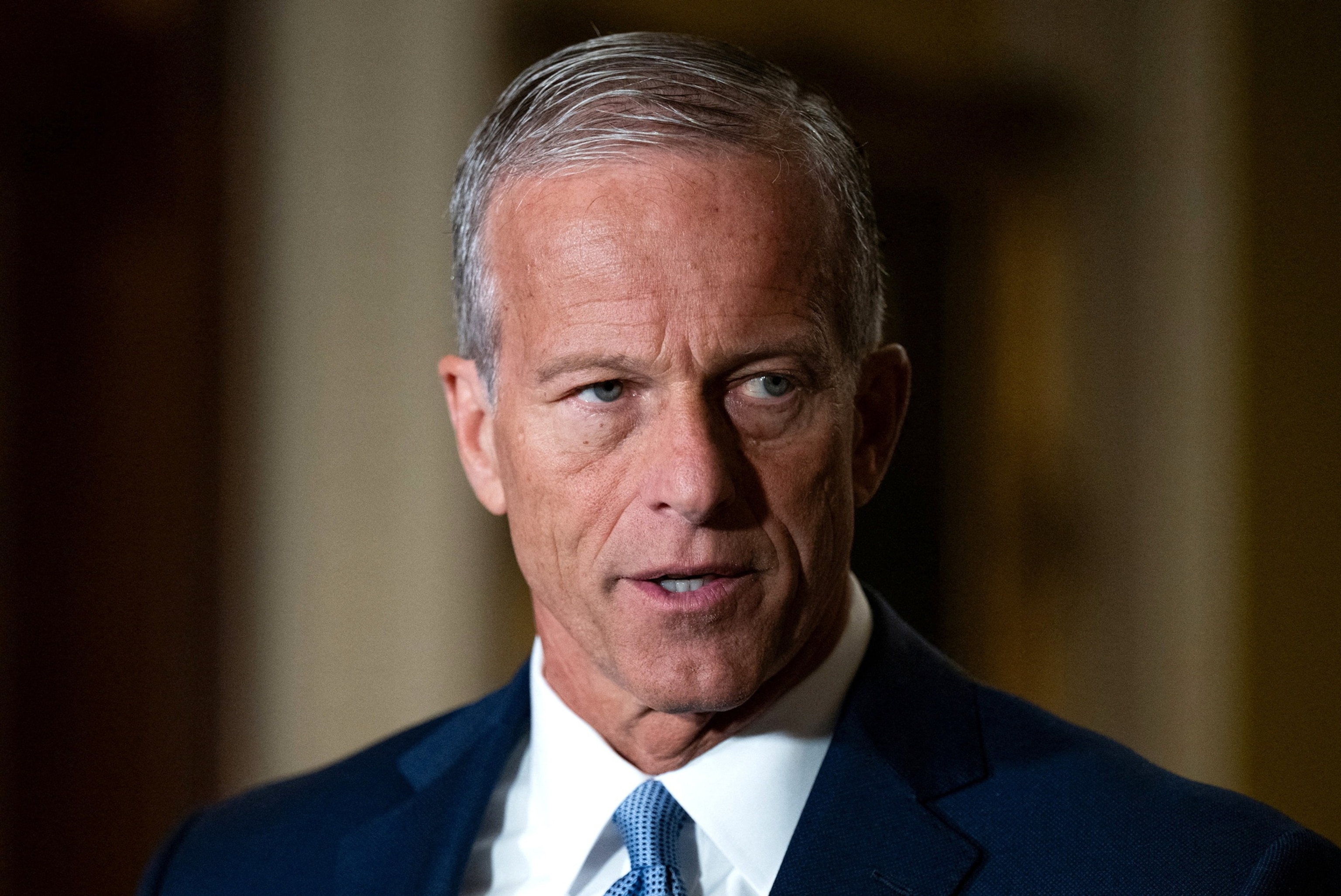 Senate Majority Leader John Thune speaks as Senate Republican leaders hold a press conference following their weekly policy lunch on Capitol Hill in Washington, July 21, 2026.Annabelle Gordon/Reuters