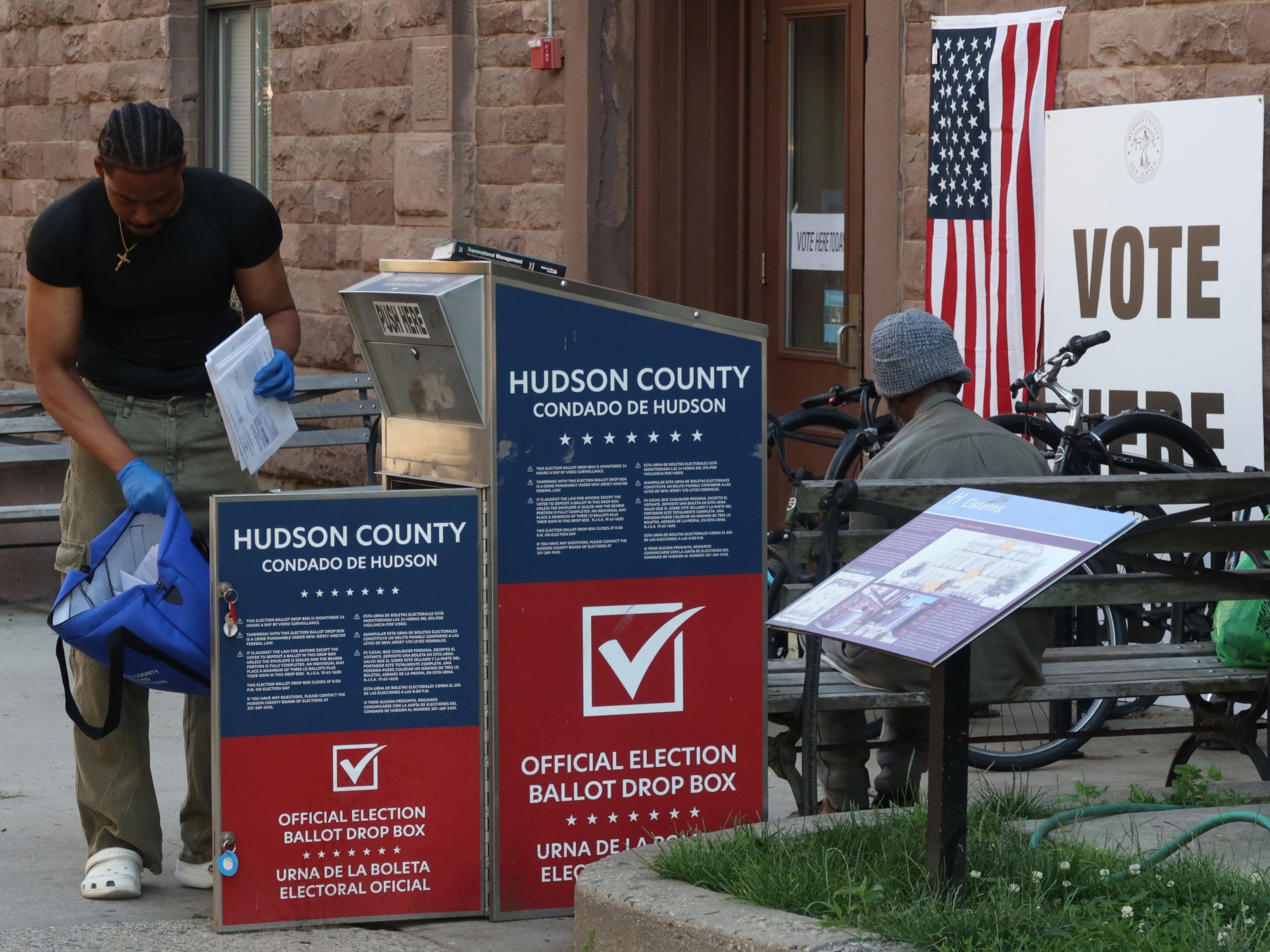 A poll worker collects mail in ballots from a drop box for the New Jersey primary election, June 4, 2024, in Hoboken, New Jersey.Gary Hershorn/ABC News