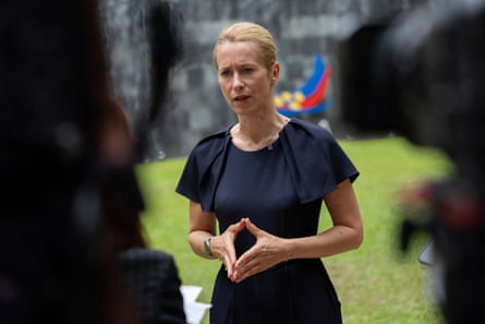 The EU’s chief diplomat Kaja Kallas speaks to reporters in Manila on Friday.Photograph: Eloisa Lopez/Reuters