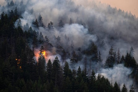 The Brunswick Creek wildfire from Boston Bar, British Columbia, Canada, on 7 July.Photograph: Bloomberg/Getty Images