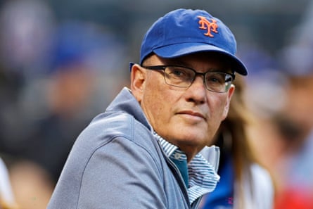 The New York Mets owner, Steve Cohen, waits for the team’s baseball game against the Los Angeles Dodgers on 31 August 2022 in New York.Photograph: Adam Hunger/AP