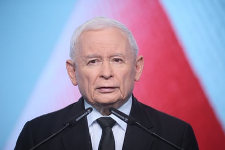 Party leader Jarosław Kaczyński told MPs to sign a loyalty pledge committing them not to work with any other political groups.Photograph: Leszek Szymański/EPA