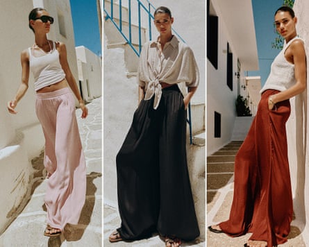 Zara’s flowing wide-leg trousers continue to be a bestselller despite socia media posts.Composite: Zara