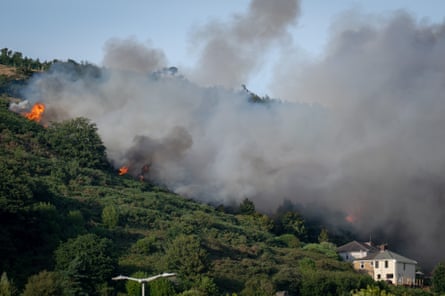 A grassfire in Swansea, in south Wales.Photograph: Matthew Horwood/Getty