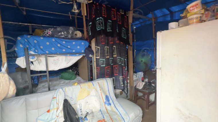 The interior of one of the donated tents in the Brisas de Maiquetía housing complex.Julimar Rivas