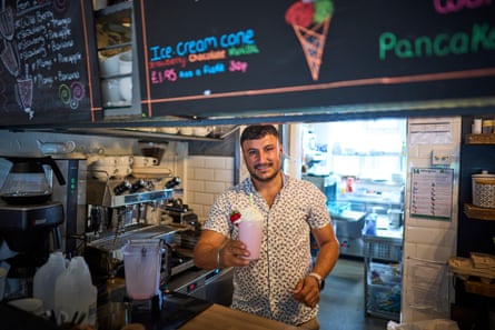Veysel Hazar, manager at McDee’s cafe in Culcheth.Photograph: Christopher Thomond/The Guardian