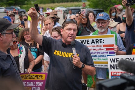 Jackson protests against ICE at a rally in Scarborough, Maine, earlier this month.Photograph: Ryan Murphy/Getty Images