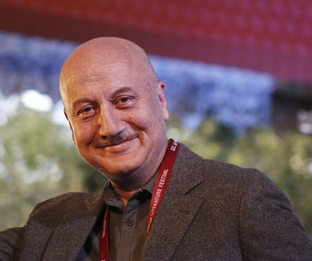 Bollywood actor Anupam Kher warned the protesters about ‘political opportunists’, echoing comments made by BJP ministers.Photograph: Deepak Sharma/AP