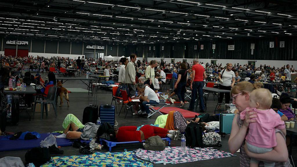 Image caption,Shelters have been set up across the region to house evacuees