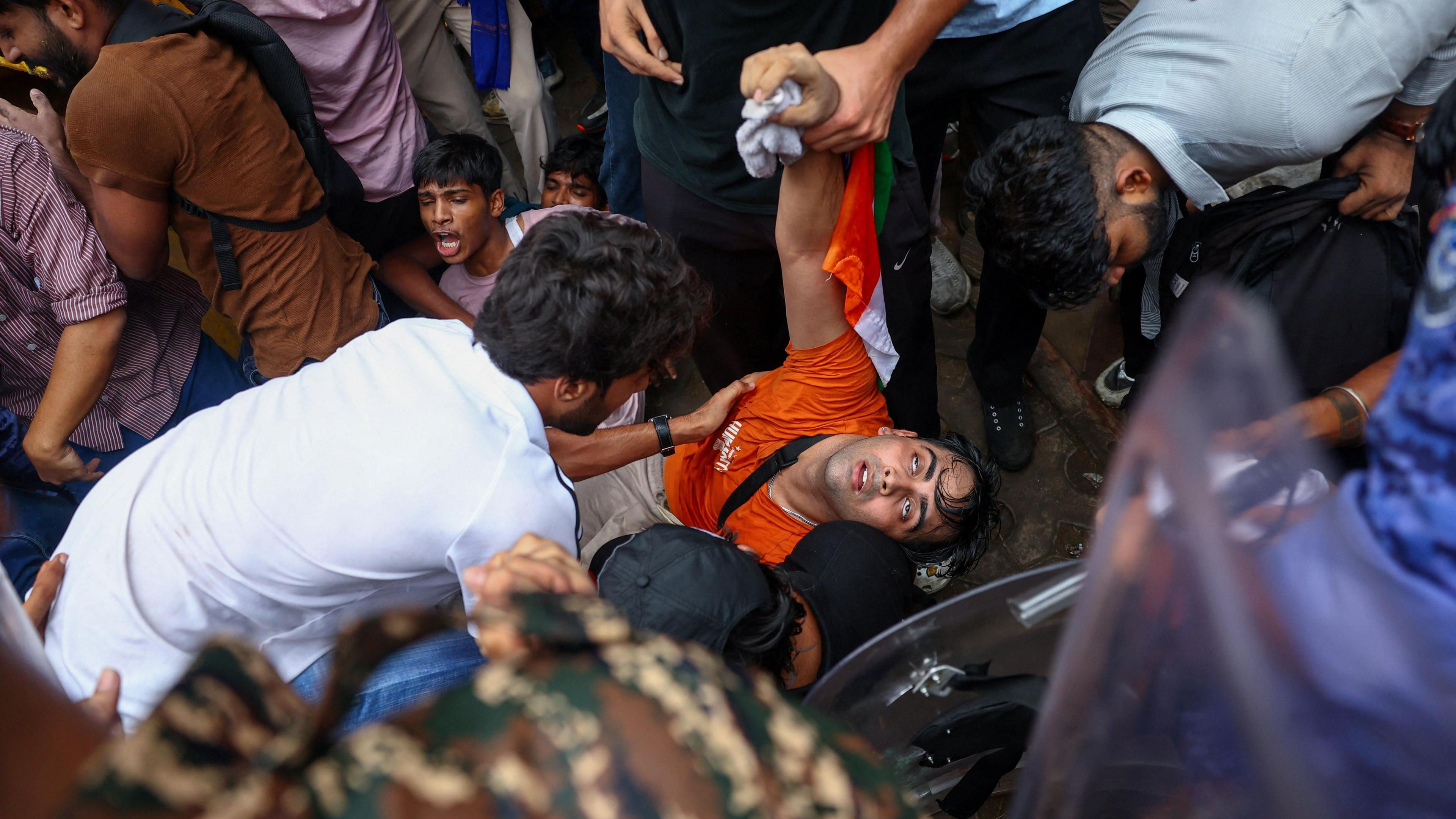 Image caption,Many protesters were seriously hurt in Monday's police crackdown