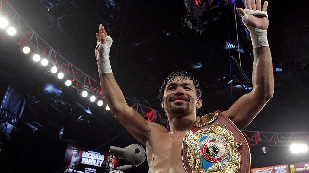 Image caption,Manny Pacquiao is arguably the Philippines' biggest sports star