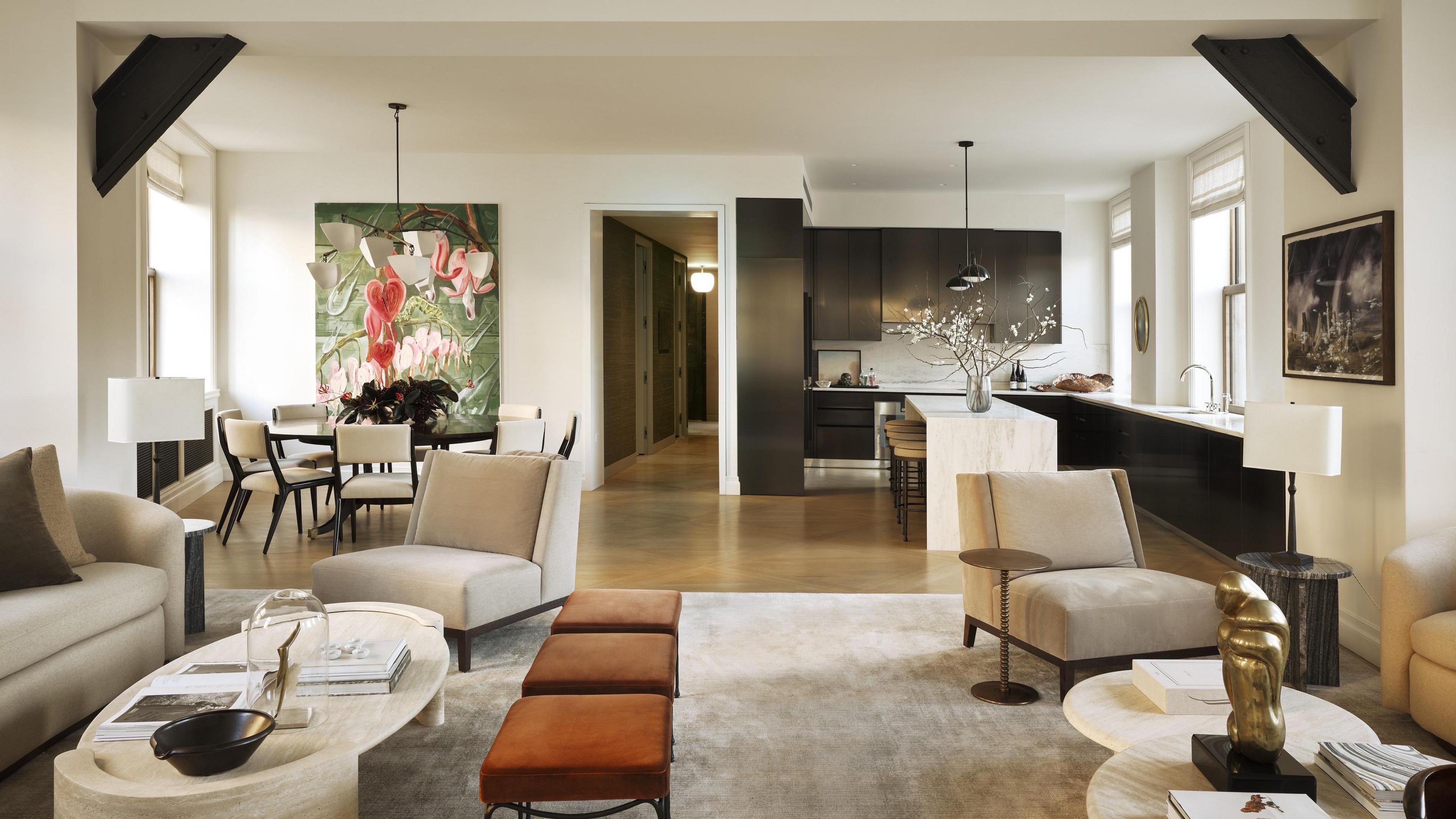 Image caption,The other side of the 12th floor north unit is seen here, with an open-concept kitchen and more rectangular shape