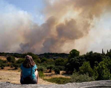 Smoke rises from a wildfire near San Martin de Valdeiglesias, west of Madrid.Photograph: Ana Beltran/Reuters