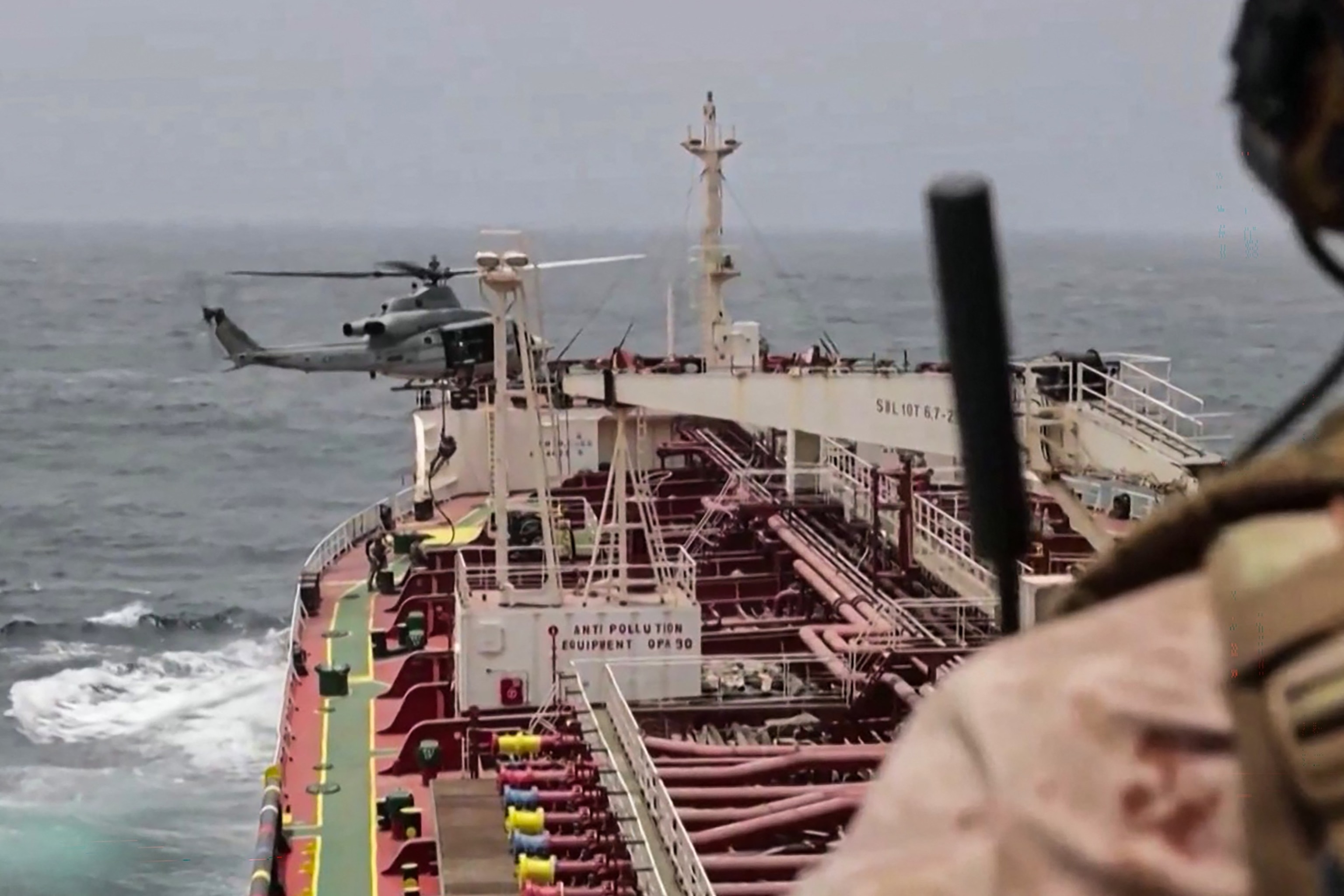 This screen grab made on July 26, 2026, from undated handout video footage released by the U.S. Central Command on July 25, 2026 shows what CENTCOM says are operations enforcing its naval blockade against Iran.US Central Command/AFP via Getty Images