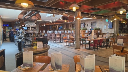 An empty restaurant at Gatwick on Sunday.Photograph: Roger Wood/PA