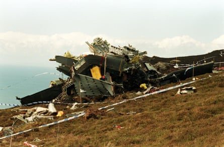 All 29 personnel on the Chinook HC2 were killed when it crashed on the Mull of Kintyre, south-west Scotland, in June 1994.Photograph: Chris Bacon/PA