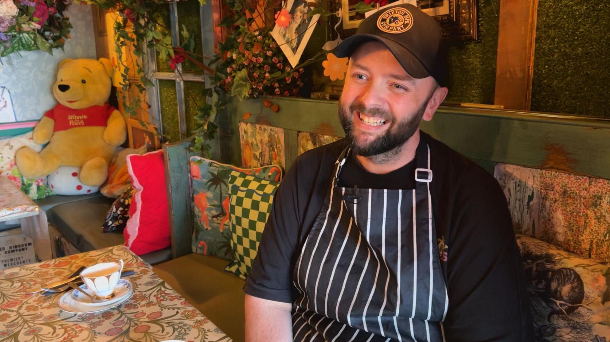 Image caption,Lee Greenhalgh, owner of The Rabbit Hole, said they sold 2,000 scones each day at a pop-up event in Japan