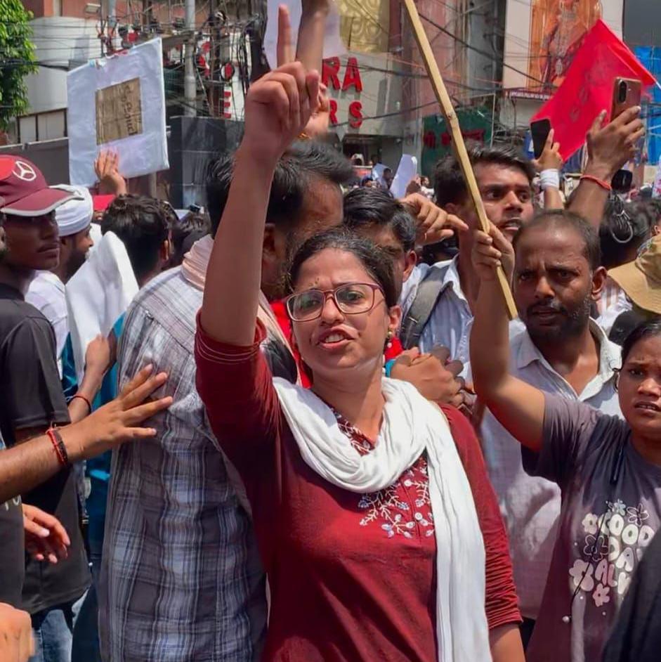 Image caption,Varuni Poorva, an aspiring professor from Patna, has been a student activist for nearly 10 years