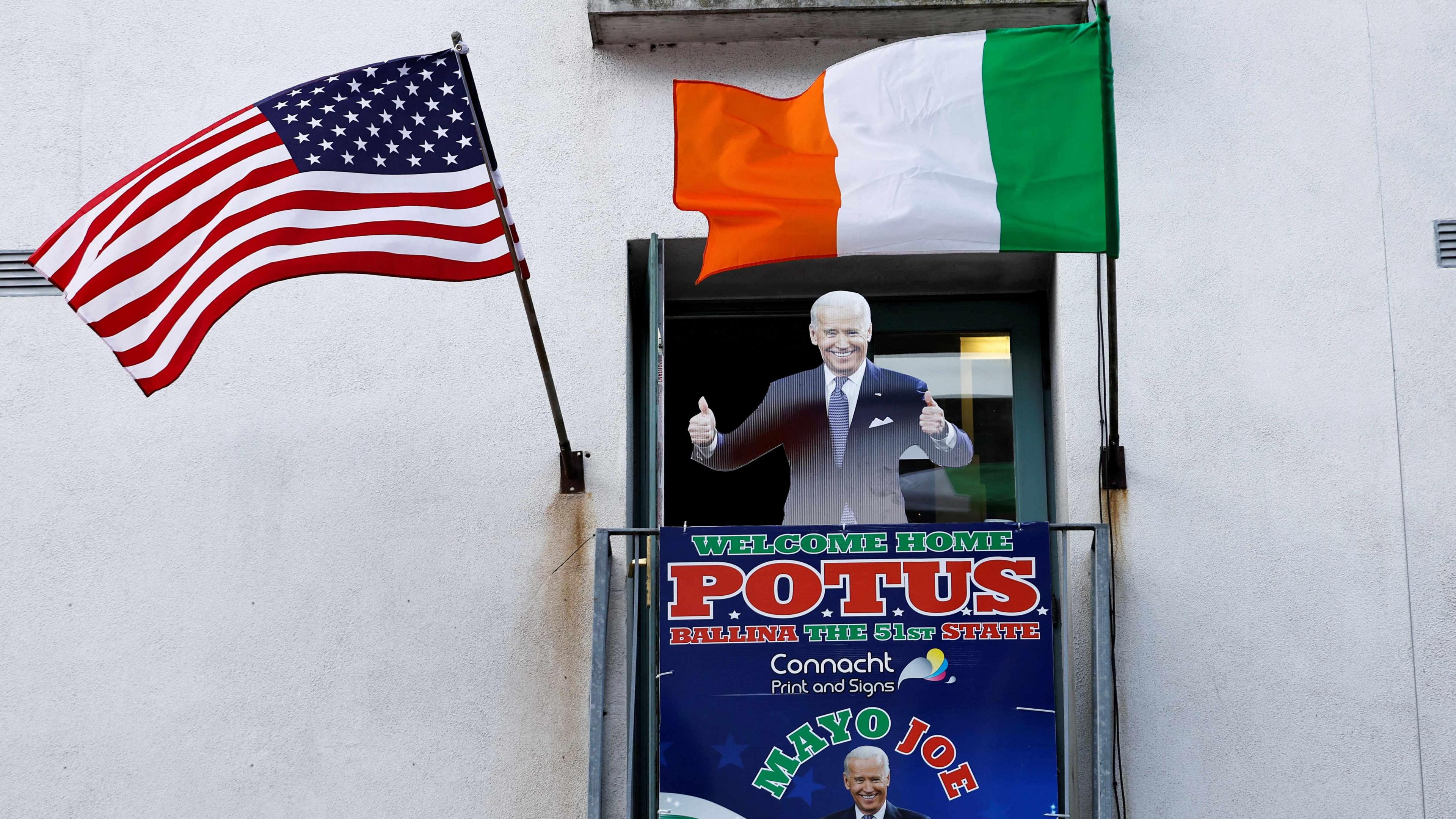 Image caption,Biden has previously emphasised the deep-rooted connection he has to Mayo