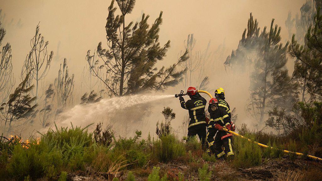 Image caption,The Gironde fires have torn through 162 sq miles in less than four days