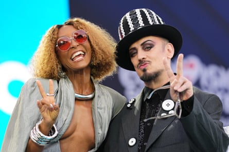 Boy George with San Marino contestant Senhit at the Eurovision song contest in Vienna in May.Photograph: Martin Meissner/AP