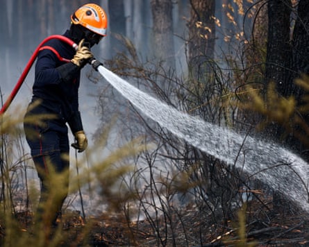 A wildfire in Saint-Jean d’Illac, in the Gironde region.Photograph: Manon Cruz/Reuters