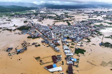 In early July, Typhoon Maysak inundated parts of Guangxi in south China.Photograph: Cao Yiming/Xinhua/AP