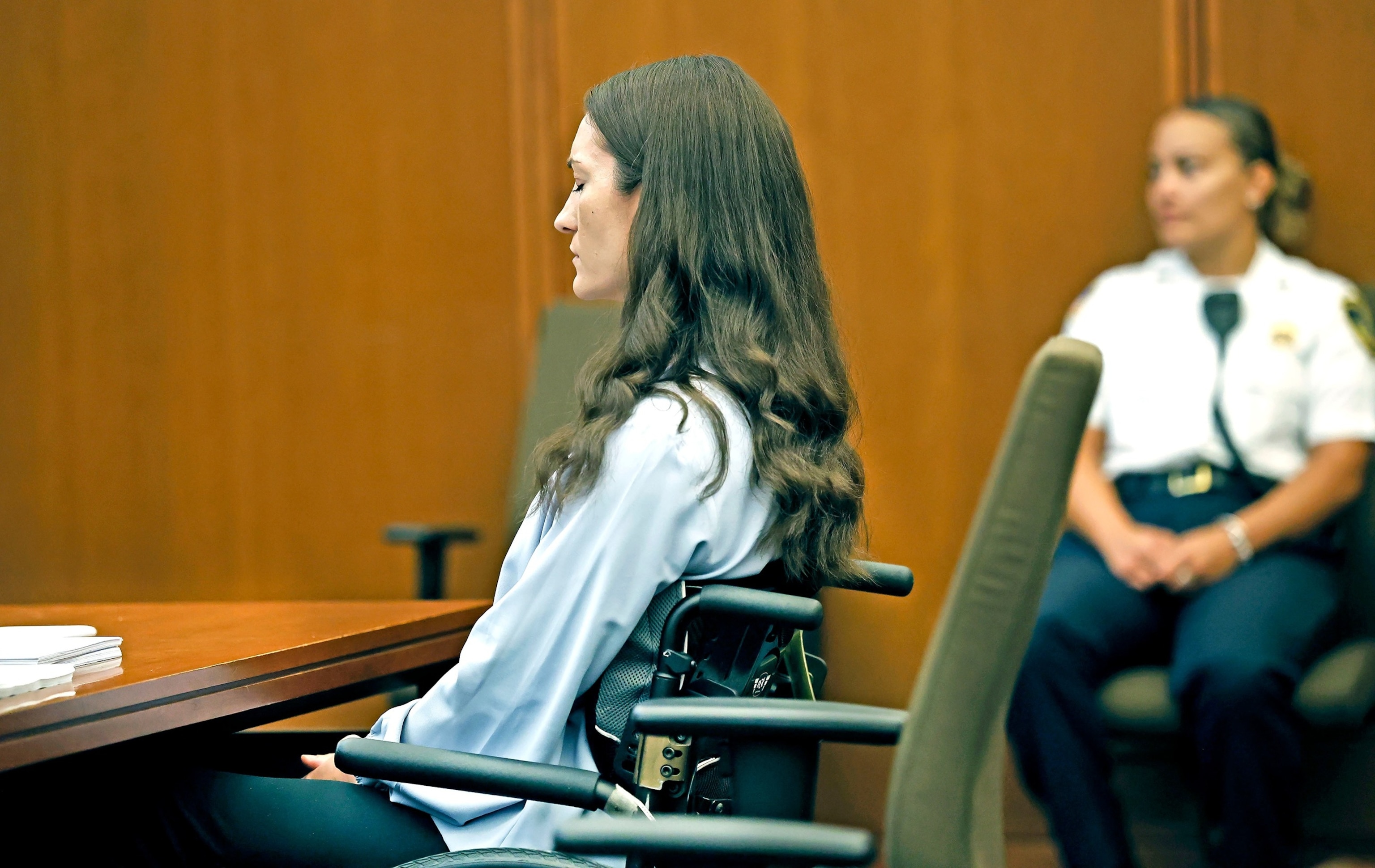 Lindsay Clancy sits as jury selection starts in her murder trial where she is charged in the 2023 killing of her three children, July 20, 2026, in Plymouth Superior Court in Plymouth, Mass.Greg Derr/Pool/The Patriot Ledger via AP