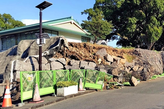 The Aeon Mall building in Kashima, Kumamoto Prefecture, following an earthquake on Tuesday.Kyodo via AP Images
