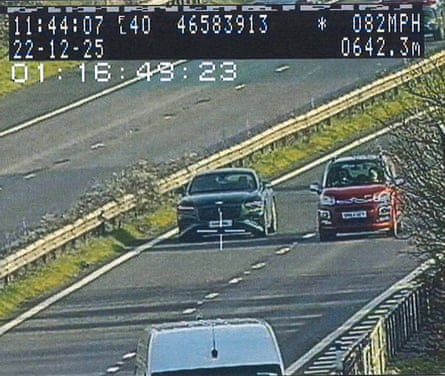 A West Mercia police handout from 22 December last year shows Hammond speeding in his Bentley.Photograph: West Mercia police/PA