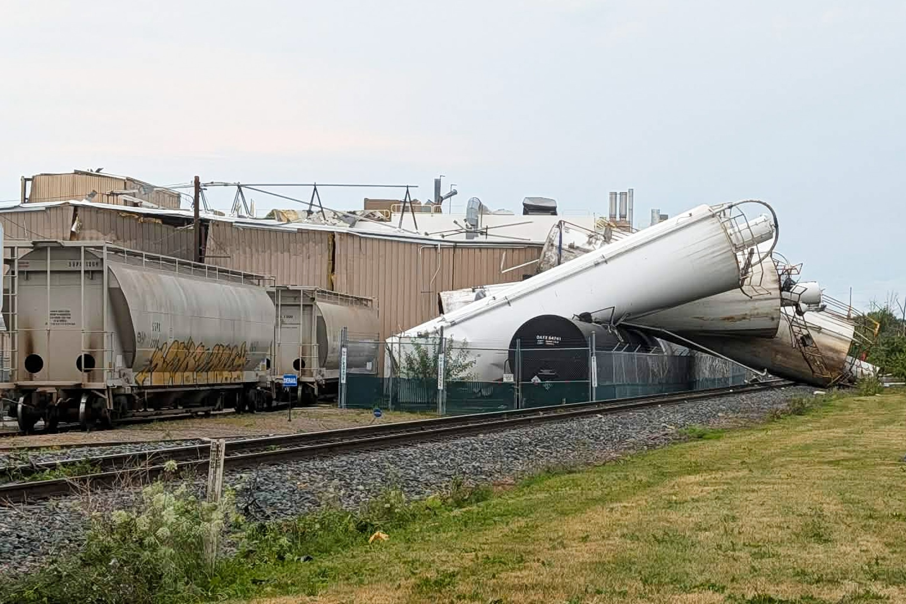 Damage from a severe storm in Menasha, Wis., July 27, 2026.Douglas Tom Williams via AP