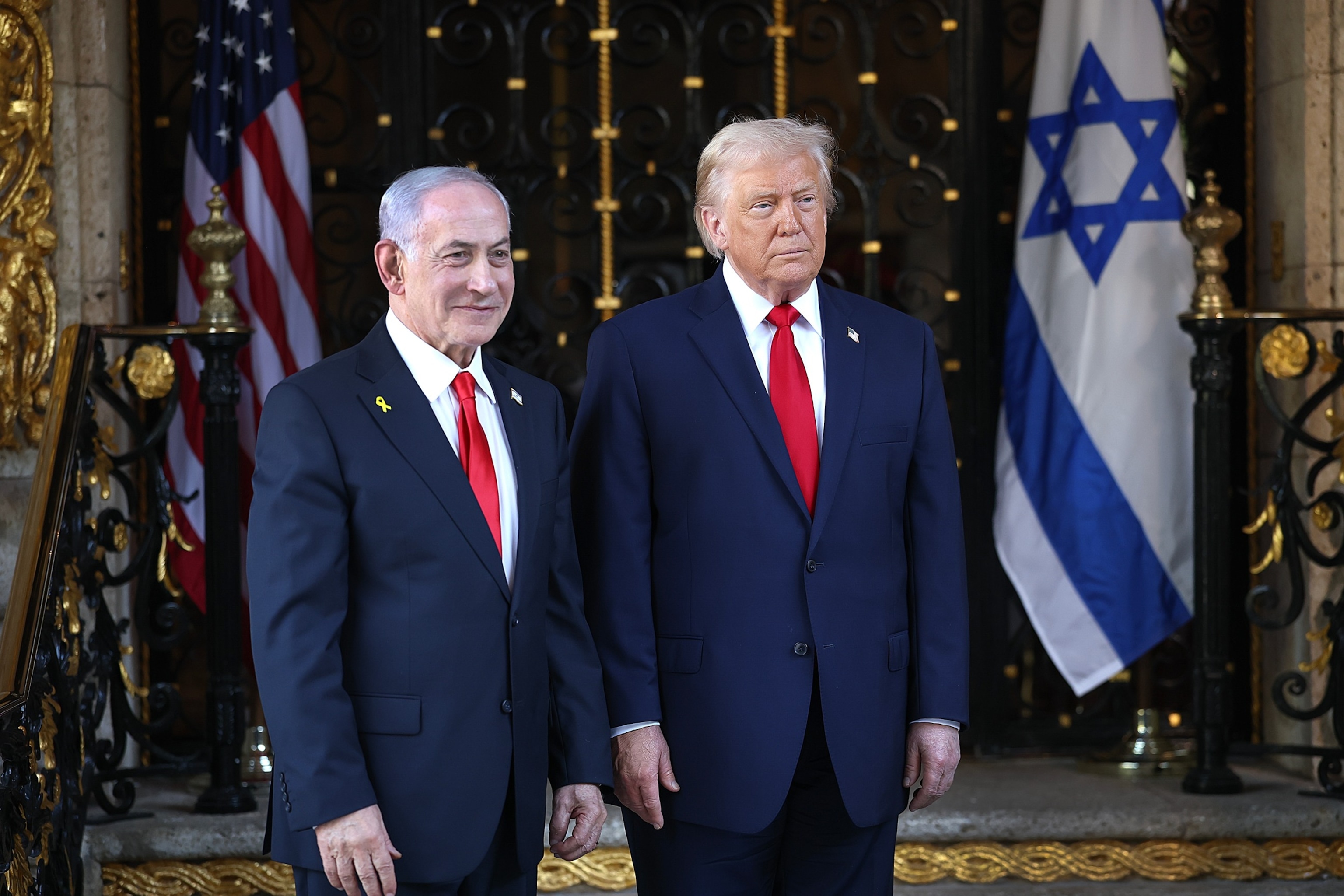 President Donald Trump welcomes Israeli Prime Minister Benjamin Netanyahu to his Mar-a-Lago club, Dec. 29, 2025, in Palm Beach, Fla.Joe Raedle/Getty Images