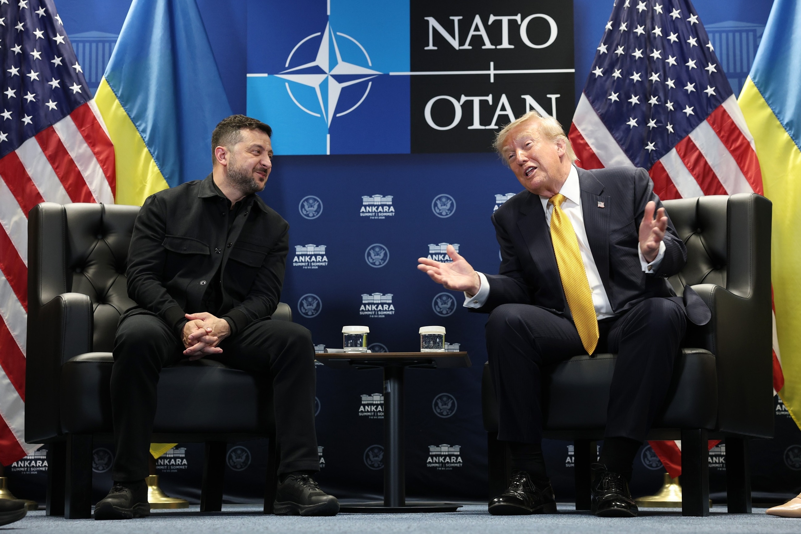 President Donald Trump meets with Volodymyr Zelenskyy, President of Ukraine for bilateral talks at Bestepe Presidential Compound during the NATO Summit, July 8, 2026, in Ankara, Turkey.Win Mcnamee/Getty Images